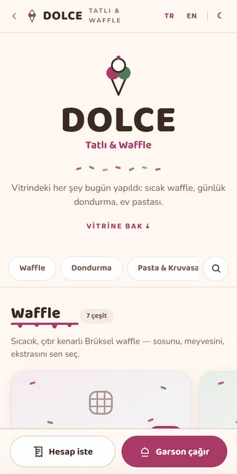 DOLCE — örnek menü önizlemesi